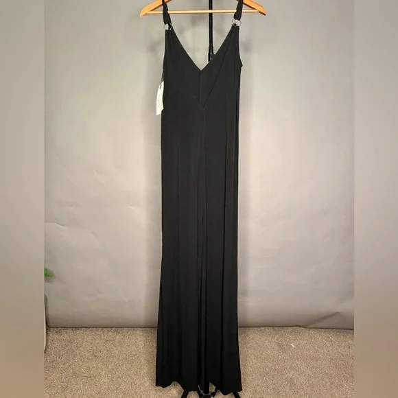 ba&sh • NWT Fasme Jumpsuit • Black Flowy Wide Leg Deep Open Back • XS - Picture 7 of 13